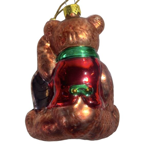 BRASS KEY BK Teddy Bear in Time Christmas Ornament Hand Blown Glass VTG 1999 - Picture 4 of 9